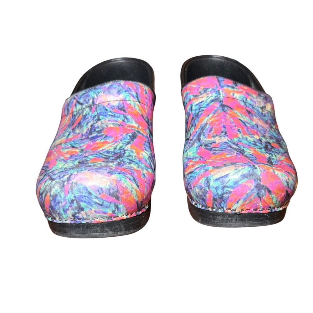Dansko Professional Clogs Womens 39 Multicolor Abstract Leather Comfort Shoes - Picture 7 of 8
